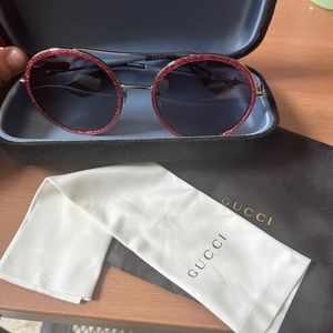 Gucci round pink sparkle sunglasses